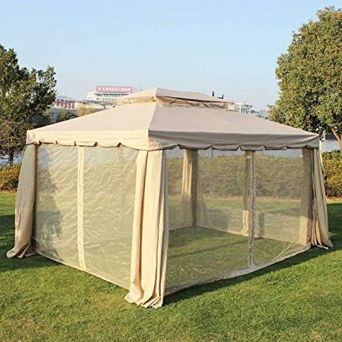 3x3m Kremfarget Pop - Up Hagepaviljong med Myggnett - IGM Shop Norway