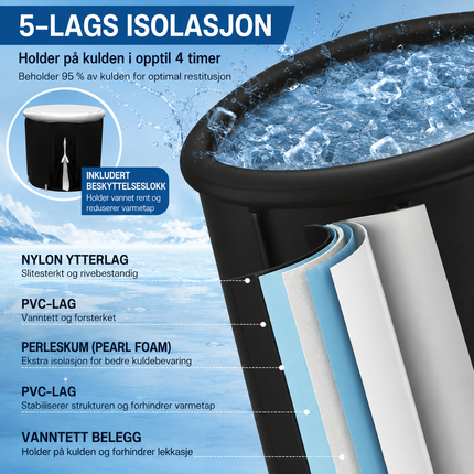 Isbad 300 L – Sammenleggbart isbad med lokk
