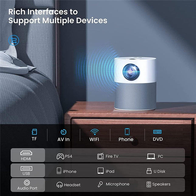 P52 LED - projektor med 200'' bilde, Bluetooth - høyttaler, 1080P - støtte - IGM Shop Norway